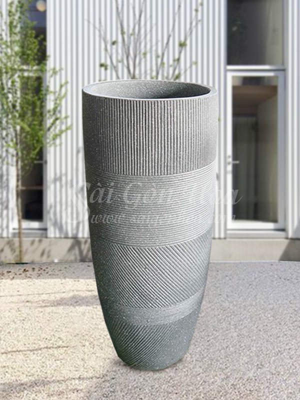 Chậu Đá Mài Ống Chỉ Xám 38×85