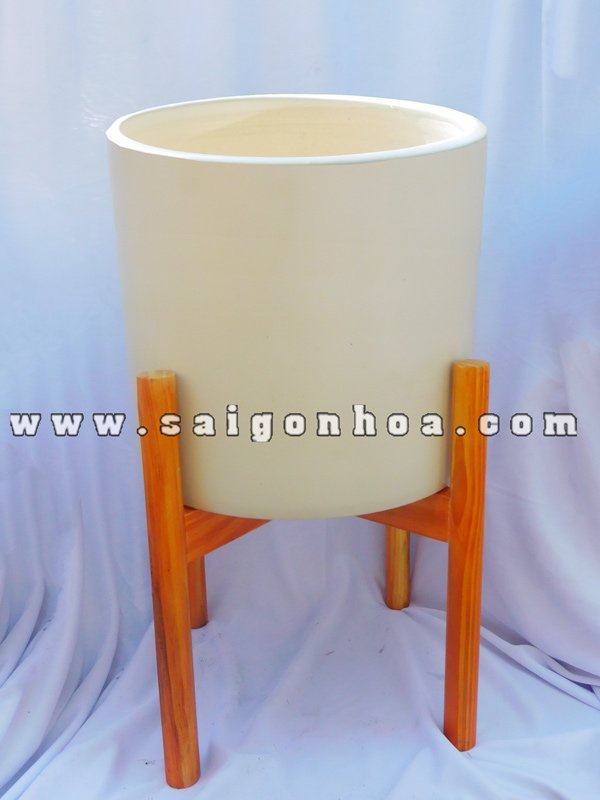 Set Chậu Trồng Cây Và Chân Đế Bằng Gỗ