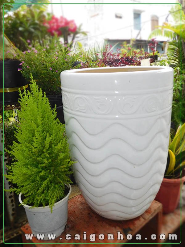 Chậu Sứ Vân Gợn Sóng Gốm Bát Tràng