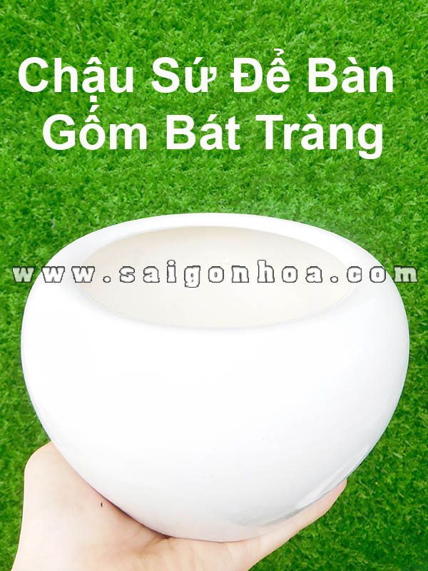 Chậu Tròn Để Bàn Gốm Sứ Bát Tràng