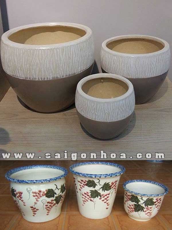 Chậu Gốm Sứ Tròn Mỹ Nghệ
