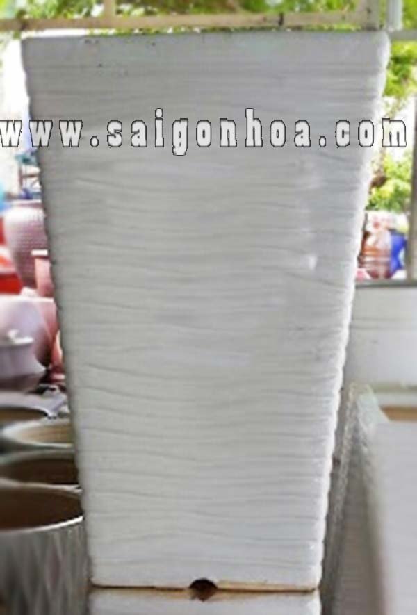 Chậu Gốm Sứ Men Trắng Trụ Vuông