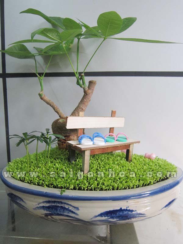 Tiểu Cảnh May Mắn Kim Ngân Ghế Đá