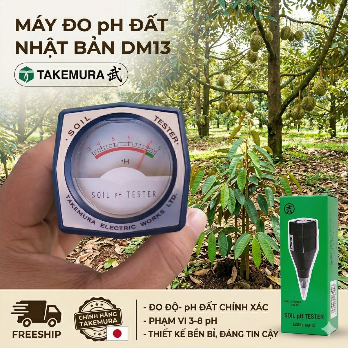 Máy đo pH Takemura DM13 ( Nhật Bản ) - Miễn ship
