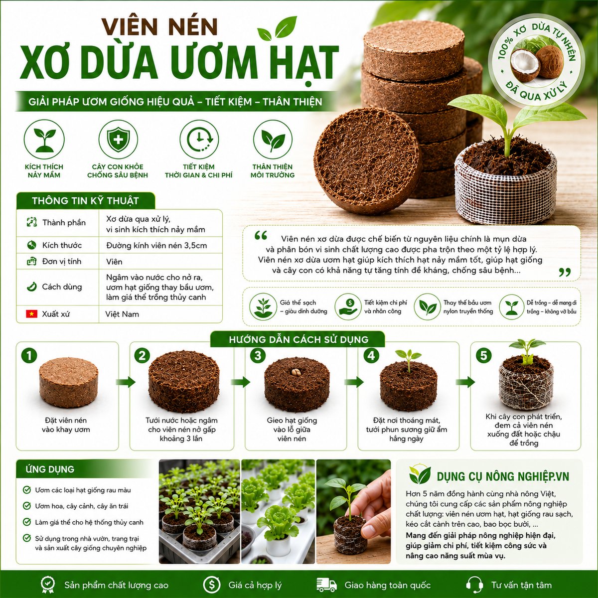 Viên nén ươm hạt dùng ươm cây con tiện lợi hiệu quả cao