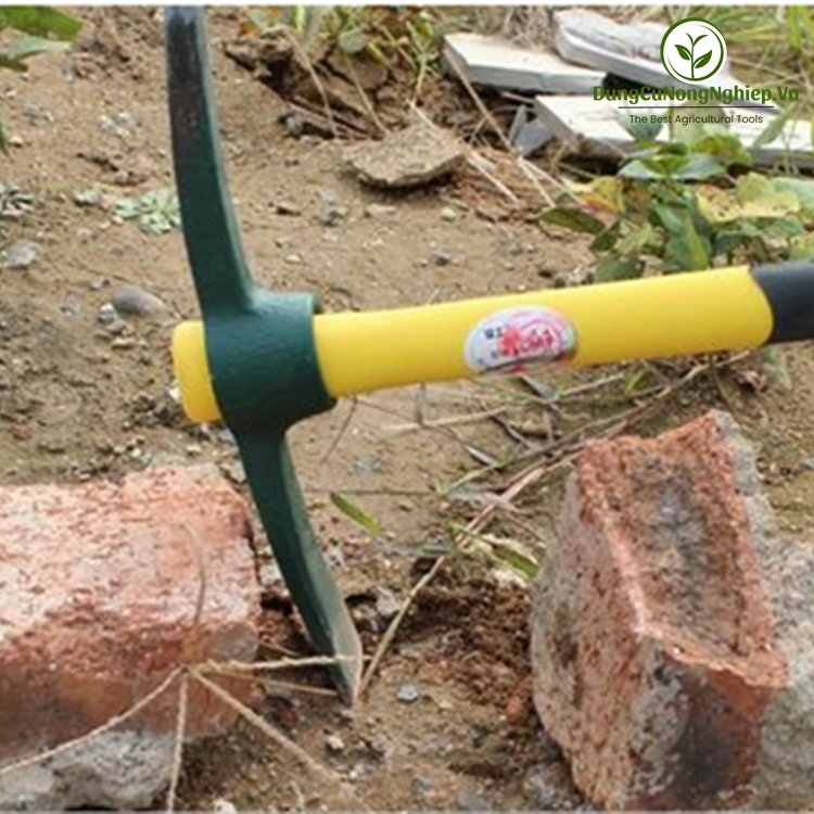 Cuốc chim cán vàng đen- 45cm - đầu nhọn + đầu bẹt
