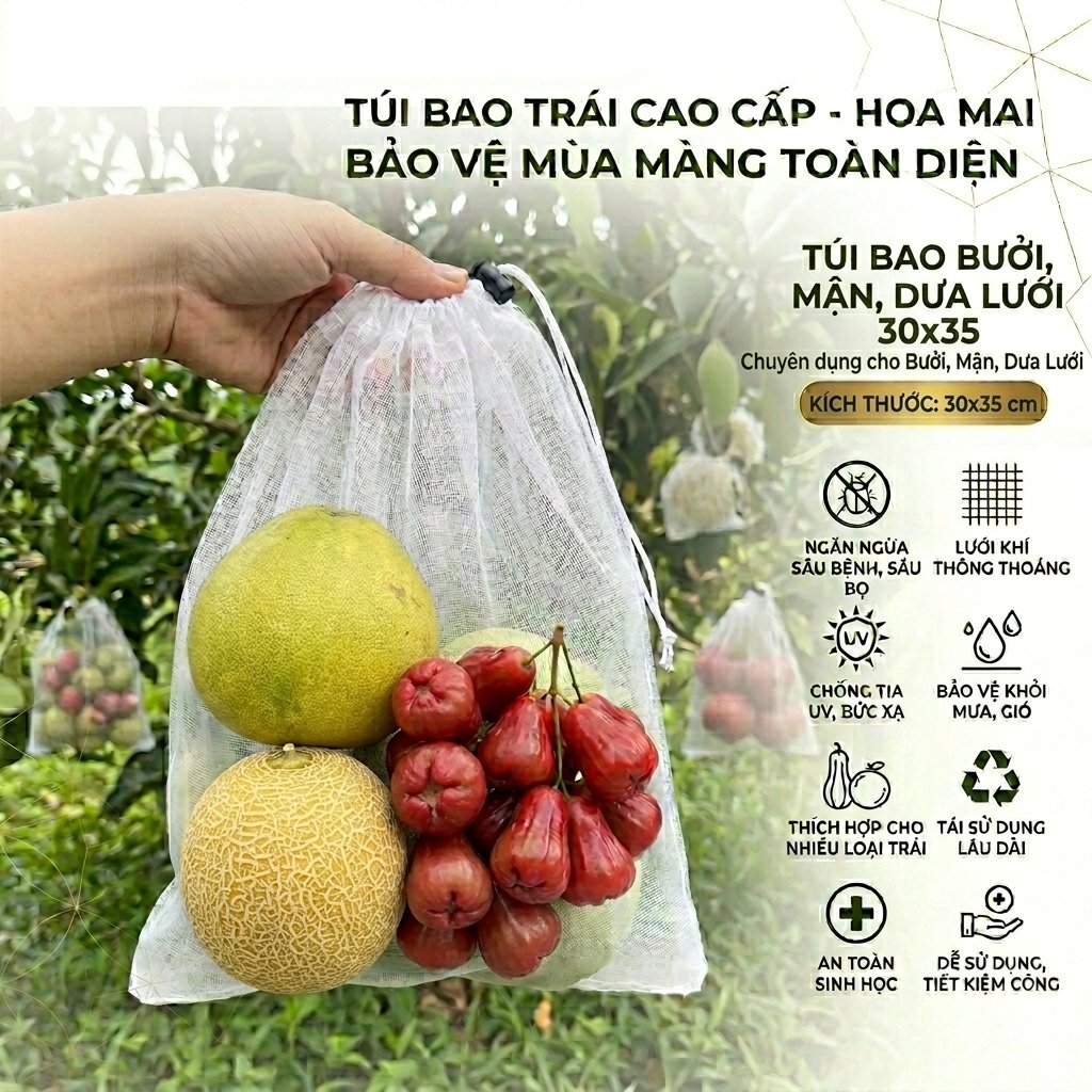 Bao bọc bưởi lưới mùng caro 30x35cm