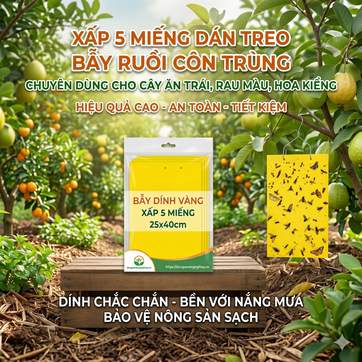 Xấp 5 miếng dán treo bẫy ruồi côn trùng 25x40cm  (5 miếng)