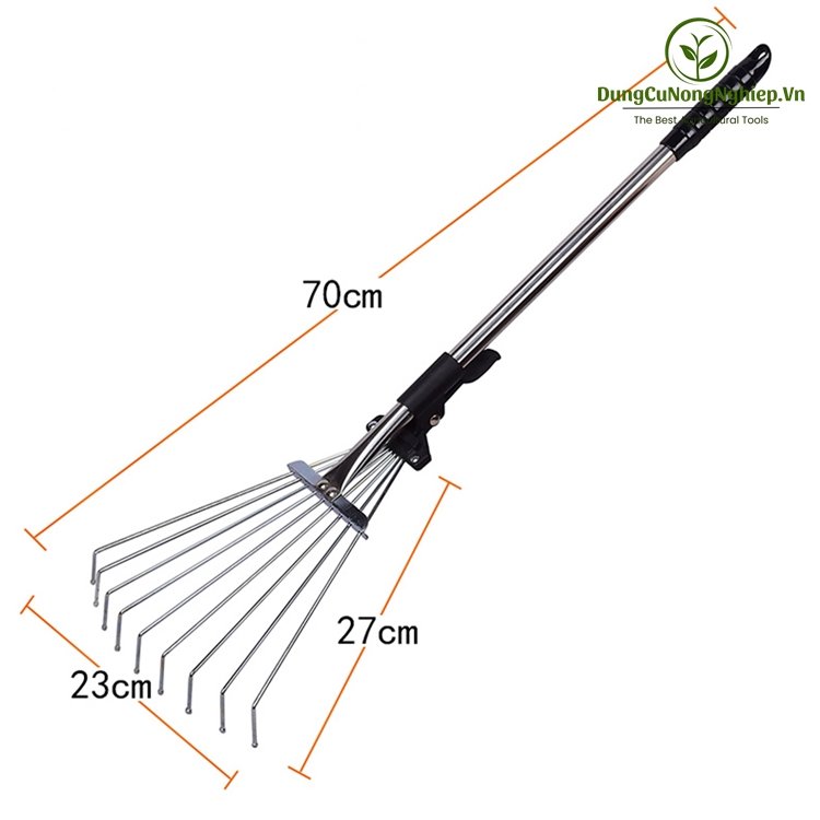 Cào thép 9 răng dài 73cm cào rác, lá hàng