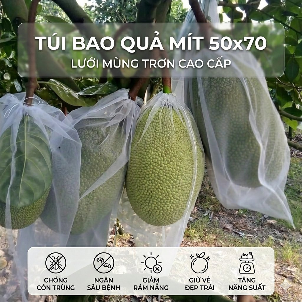 Bao mít lưới mùng trơn 50x70cm