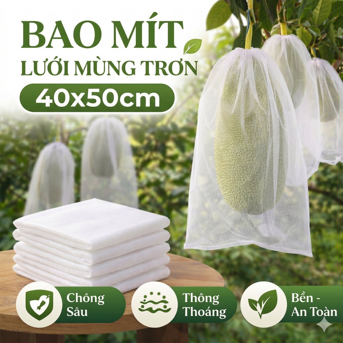 Bao mít lưới mùng 40x50cm trơn