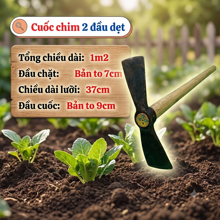Cuốc chim lớn làm vườn cán gỗ 120cm