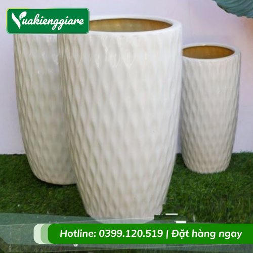 Chậu sứ tráng men hình bom, vân mắt lưới