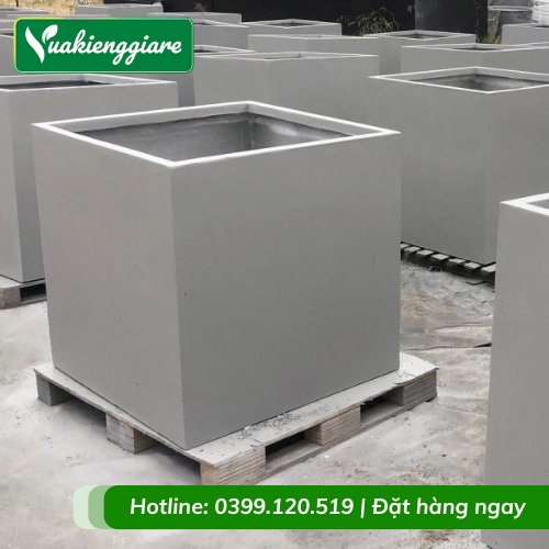 Chậu Xi Măng Đá Mài Vuông 1m