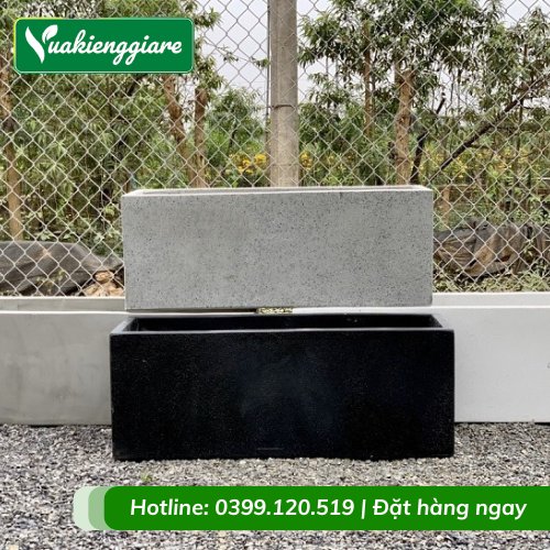Chậu Xi Măng Đá Mài Hình Chữ Nhật 80×40cm