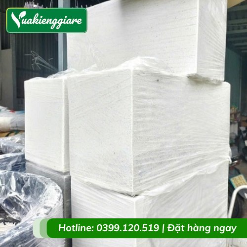 Chậu Xi Măng Đá Mài Hình Chữ Nhật Màu Trắng 60cm