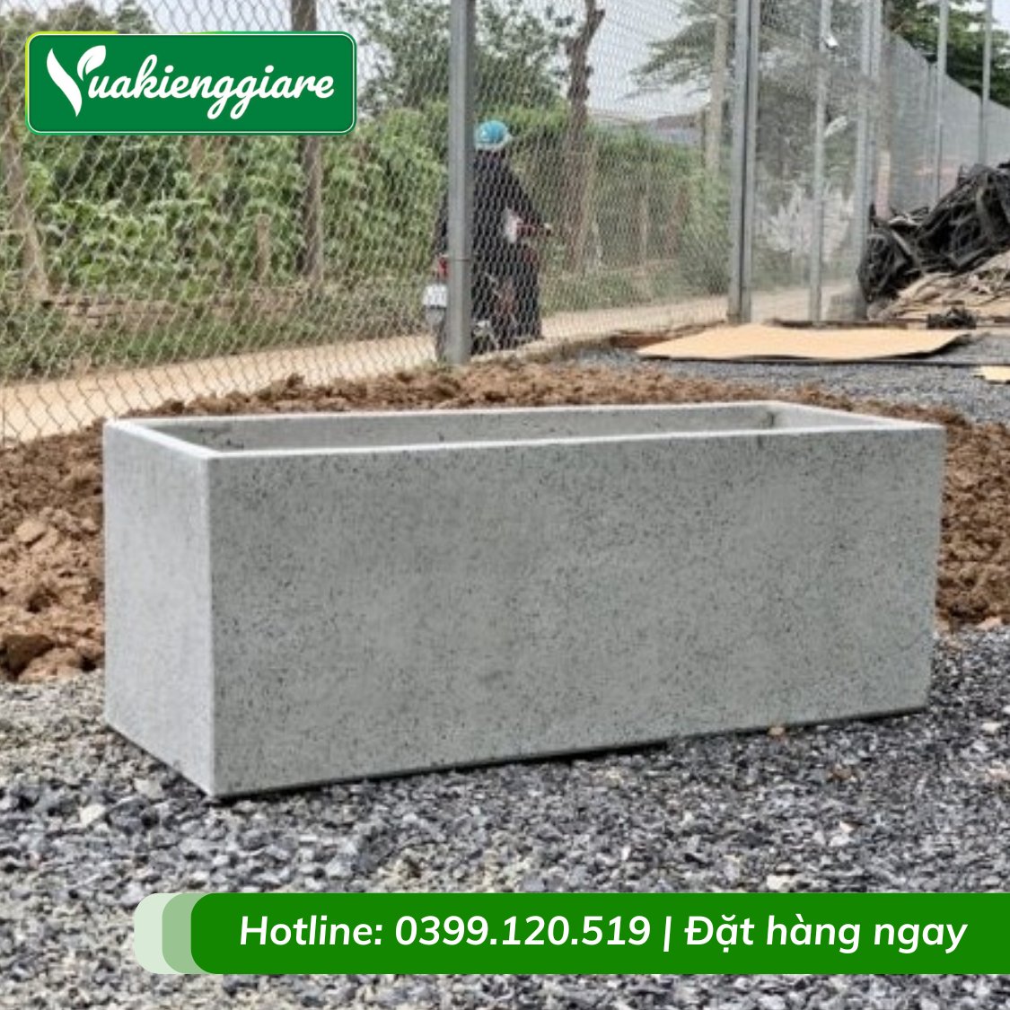 Chậu Xi Măng Đá Mài Hình Chữ Nhật 50×100