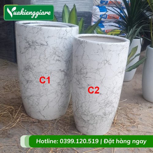 Chậu Trồng Cây Men Sứ Hình Bom Vân Đá