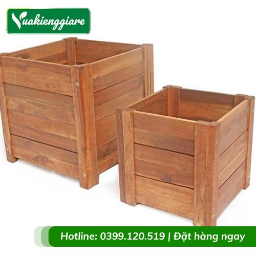 Chậu Gỗ Trồng Cây Hình Vuông 30cm