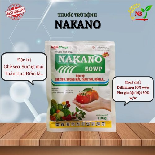 Combo mua 10 gói tặng kèm 1 gói. Thuốc trừ bệnh NAKANO 50WP 100g Đặc trị sương mai, thán thư, đốm lá, ghẻ sẹo Agrishop
