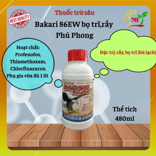 Thuốc trừ sâu Bakari 86EW bọ trĩ,rầy Phú Phong 480ml