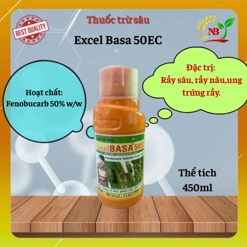Thuốc trừ sâu Excel Basa 50EC- 450ml- Fenobucard 500g/l - Nước trong ít hôi, phan rầy chết nhanh, trừ chích hút, bọ trĩ, rầy nâu.. Năm bưu