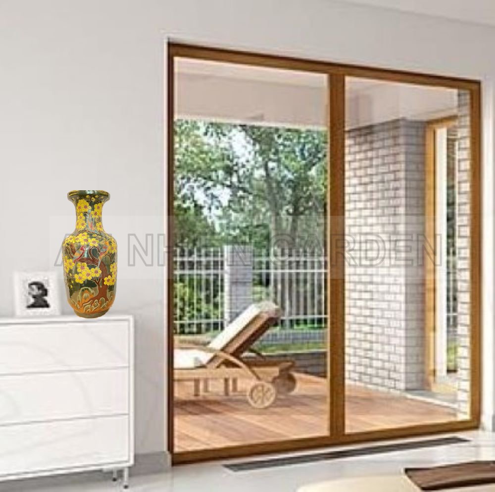 Bình Gốm Lục Bình | Họa Tiết Hoa Mai Vàng, Chim Điểu 2