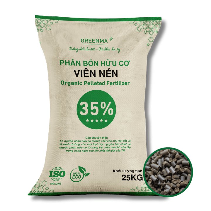 Phân Bón Hữu Cơ Viên Nén Greenma 35%, Bao 25kg