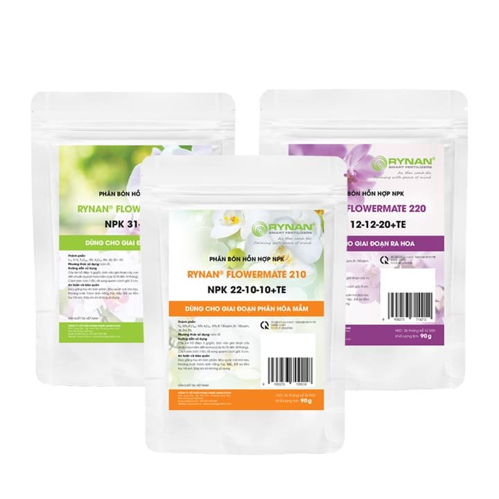 Combo Bộ 3 Phân Tan Chậm Rynan Chuyên Dùng Cho Lan, Túi 90g