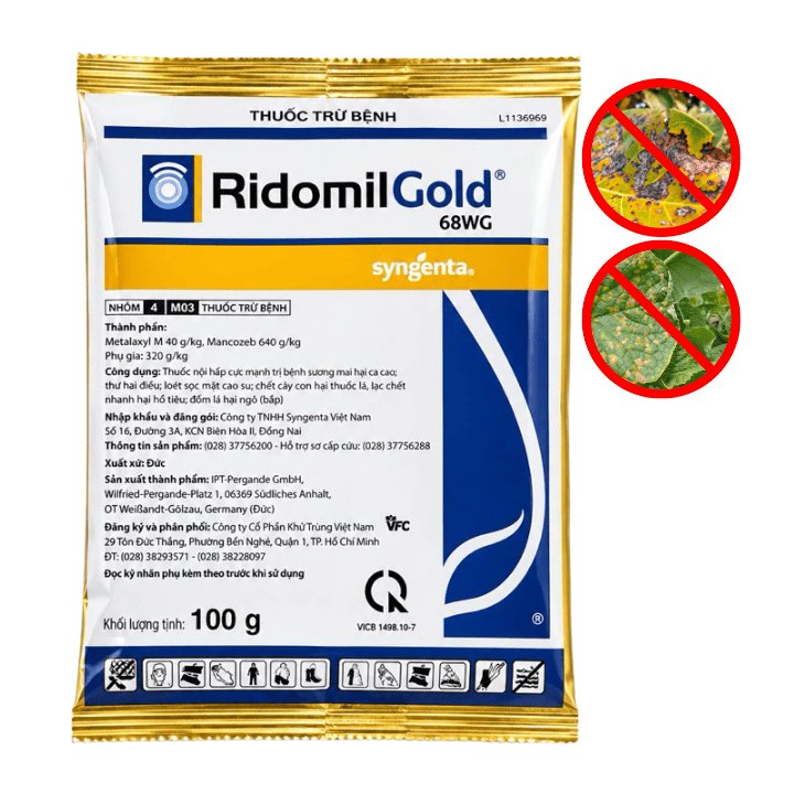 Thuốc Trừ Bệnh Ridomil Gold 68WG Syngenta, Gói 100gr