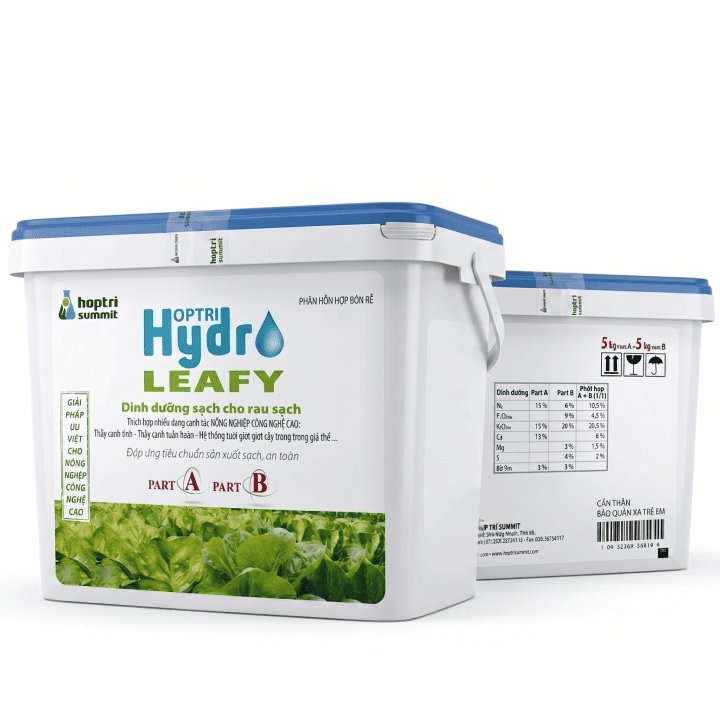 Dinh Dưỡng Thuỷ Canh Hợp Trí Hydro Leafy, Hộp 10kg (5kg Part A & 5kg Part B)