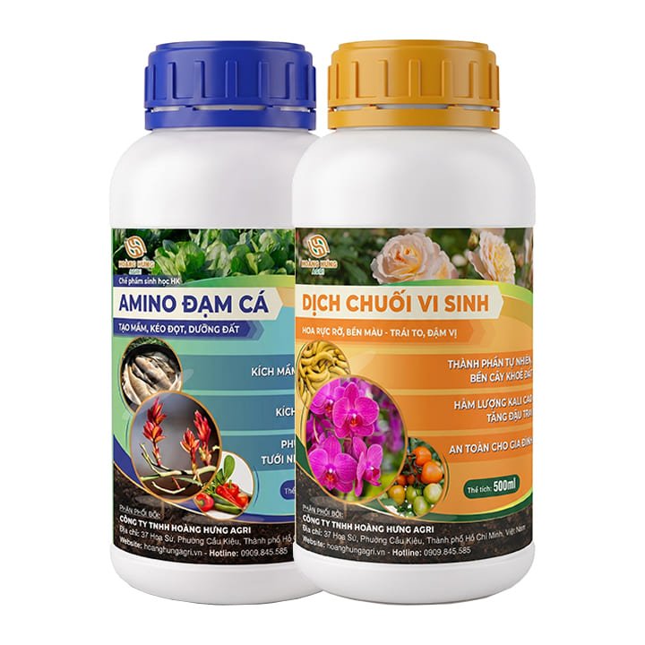 Combo Phân Bón Hữu Cơ Đạm Cá + Dịch Chuối, Chai 500ml