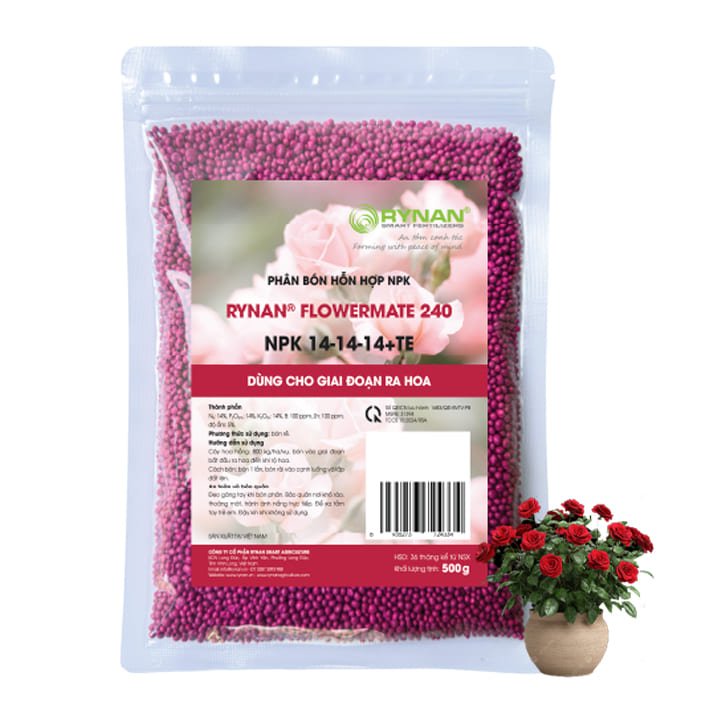Phân tan chậm Rynan 240 NPK 14-14-14+TE túi 500g