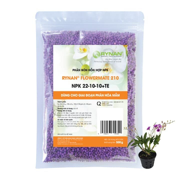 Phân Tan Chậm Rynan 210 NPK 22-10-10+TE túi 500g