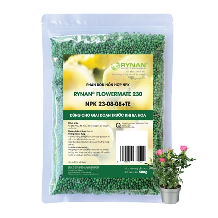 Phân tan chậm Rynan 230 NPK 23-08-08+TE túi 500g