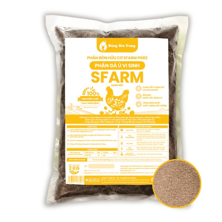 Phân Gà Ủ Vi Sinh SFARM Dạng Bột, Bao 2Kg