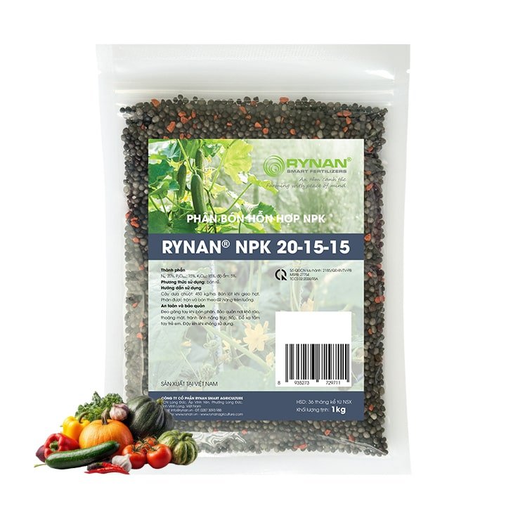 Phân bón tan chậm Rynan NPK 20-15-15 Bao 1kg