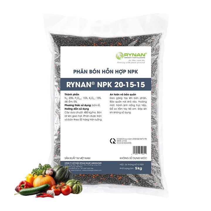 Phân bón tan chậm Rynan NPK 20-15-15 Bao 5kg
