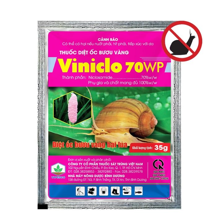 Thuốc Diệt Ốc Bươu Vàng Viniclo 70WP, Gói 35g