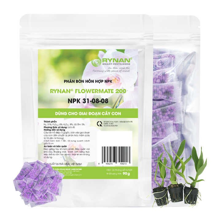 Phân Tan Chậm Rynan 200, Bao 90Gr (~ 30 Túi Lưới 3gr)