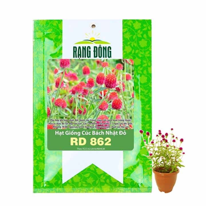 Hạt Giống Hoa Cúc Bách Nhật Đỏ, Gói 0,1g~50 hạt, H16