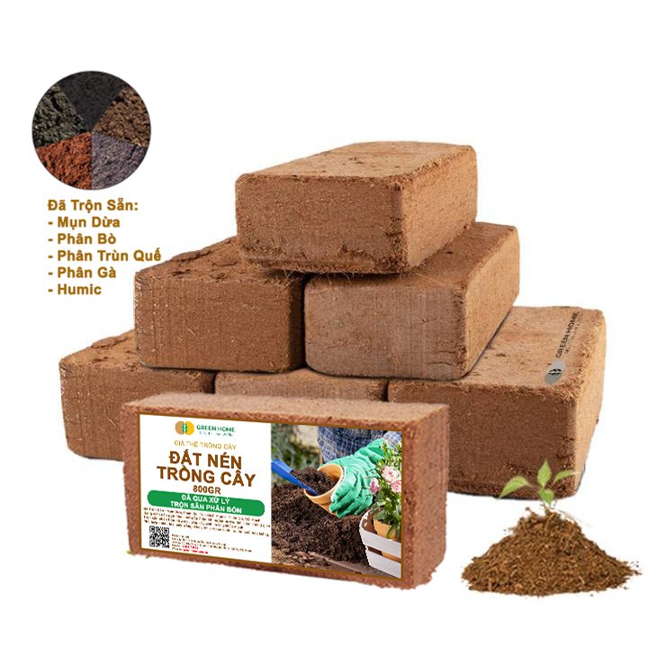 Đất Trồng Cây Viên Nén 800gr , Trộn Sẵn Phân Bón