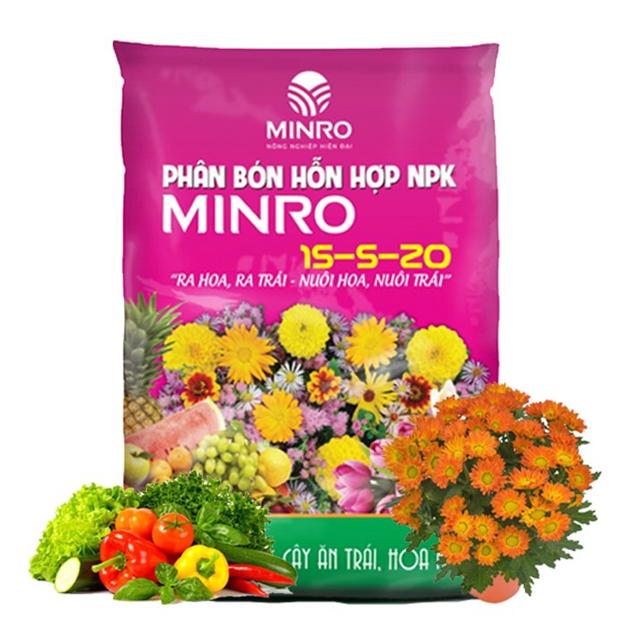 Phân NPK 15-5-20 Minro, Bao 200gr – 1kg