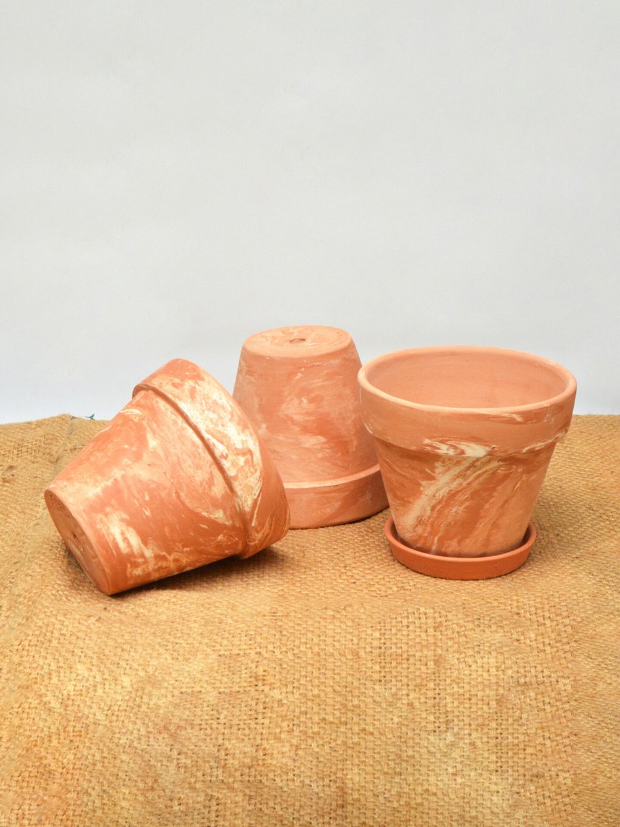 Chậu V Đất Nung Loang 15cm