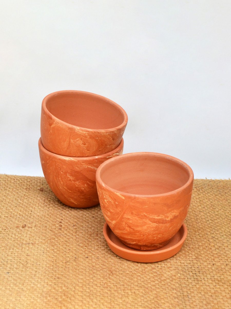 Chậu Trứng Đất Nung Loang 10cm