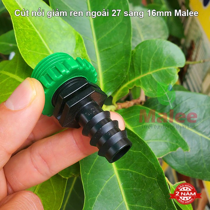 Nối ống 16mm 1 đầu ren ngoài phi 27 Malee (Tháo rời vệ sinh được) (nhựa tốt, bảo hành 2 năm)