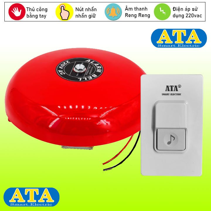 Nút nhấn chuông điện có dây 220v ATA (Kết nối bằng dây điện)(nhấn nút chuông kêu reng reng)