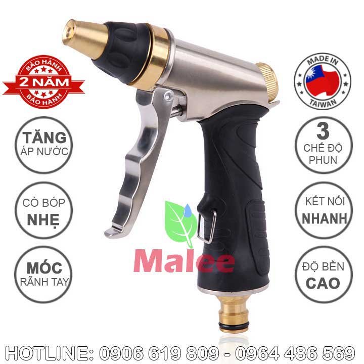 Bộ combo vòi xịt tưới cây cầm tay inox cao cấp 3 chế độ phun ChenFu GH-03B KIT