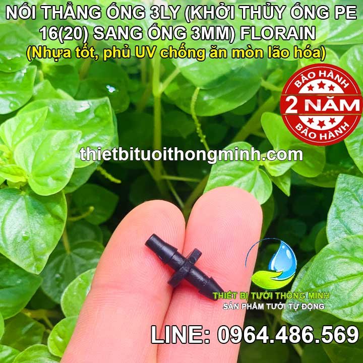 Nối khởi thủy 3ly Florain (Nối thẳng ống 6ly, khởi thủy từ ống pe 16(20) sang ống 3ly)