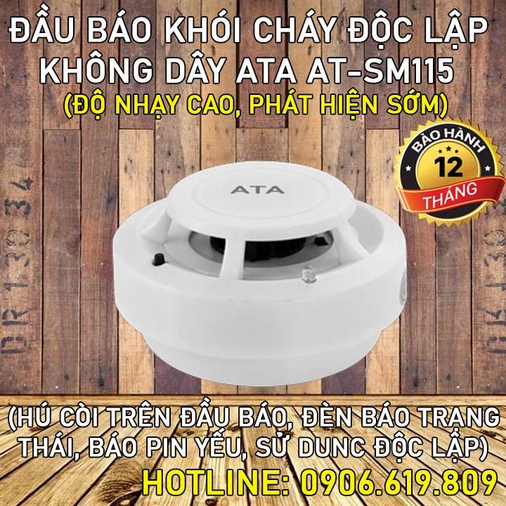 Máy báo khói cháy không dây độc lập siêu nhạy ATA SM-115
